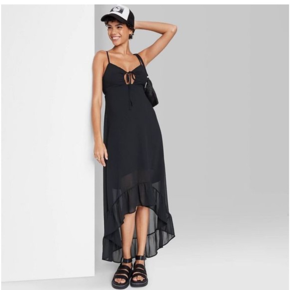 Sleeveles High-Low Hem Chiffon Dress
